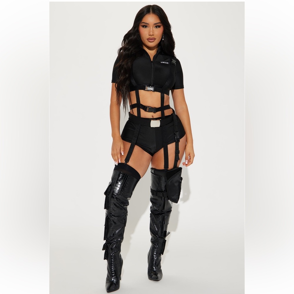 SWAT Babe 6 Piece Costume Set-Black